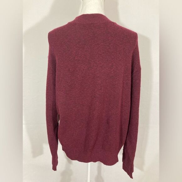 St. John's Bay Maroon Red Mock Neck Sweater Women's Lagenlook Tight Knit Design - Picture 3 of 11